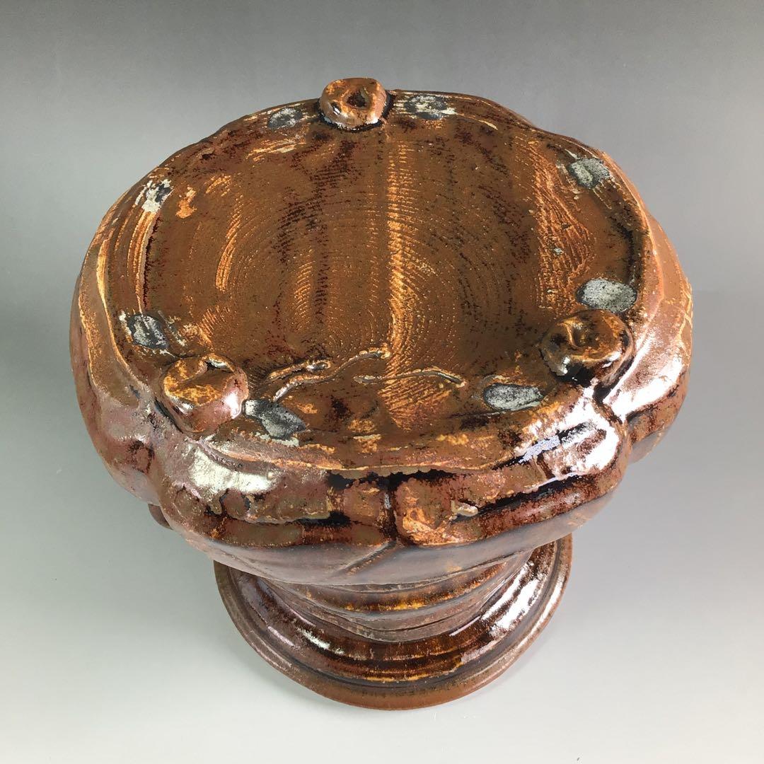 Ｒ３２５　水指　『長谷川青峯造』『耳付』『瀬戸水指』　共箱　茶道具