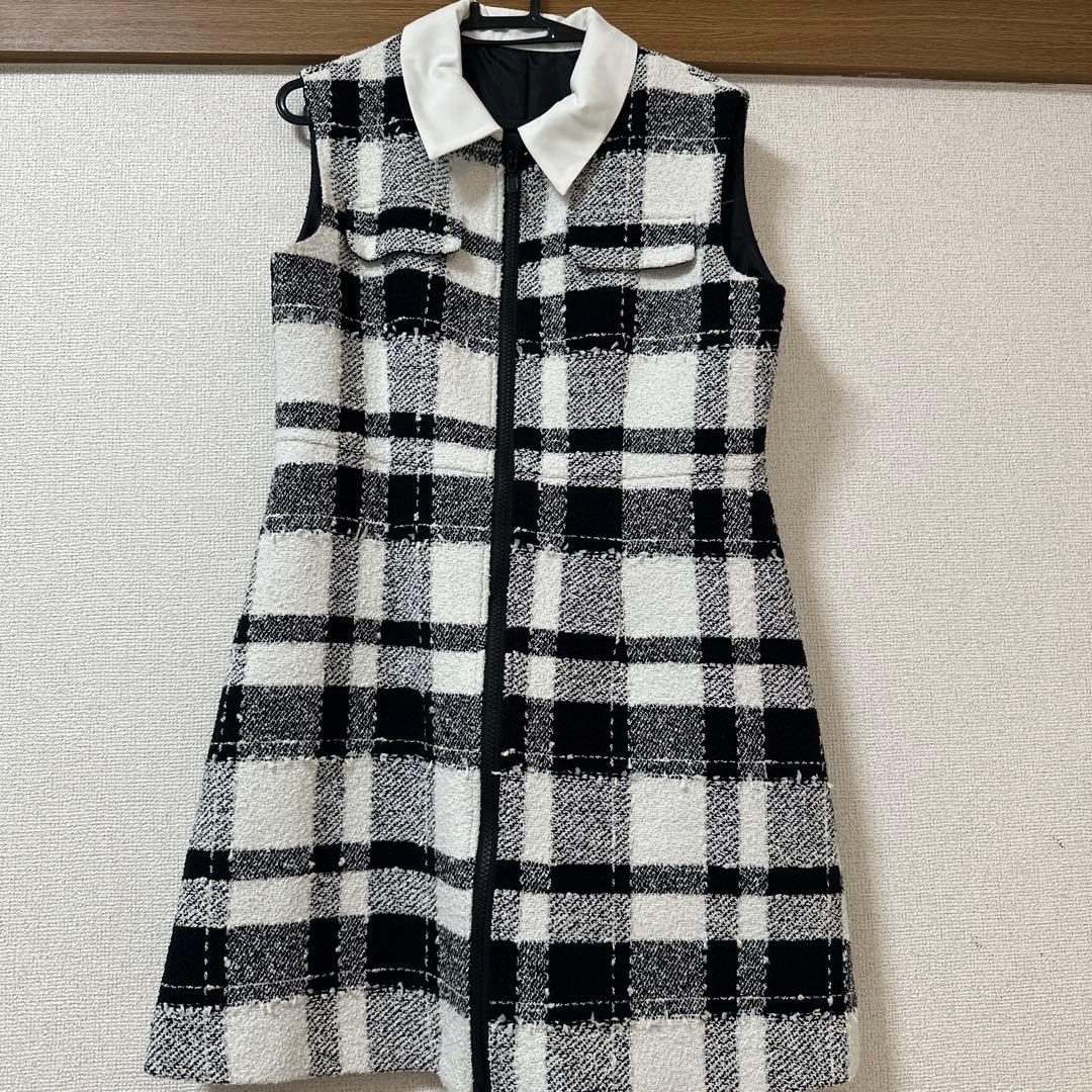 シェリエ shellerチェック柄ノースリーブミニワンピース