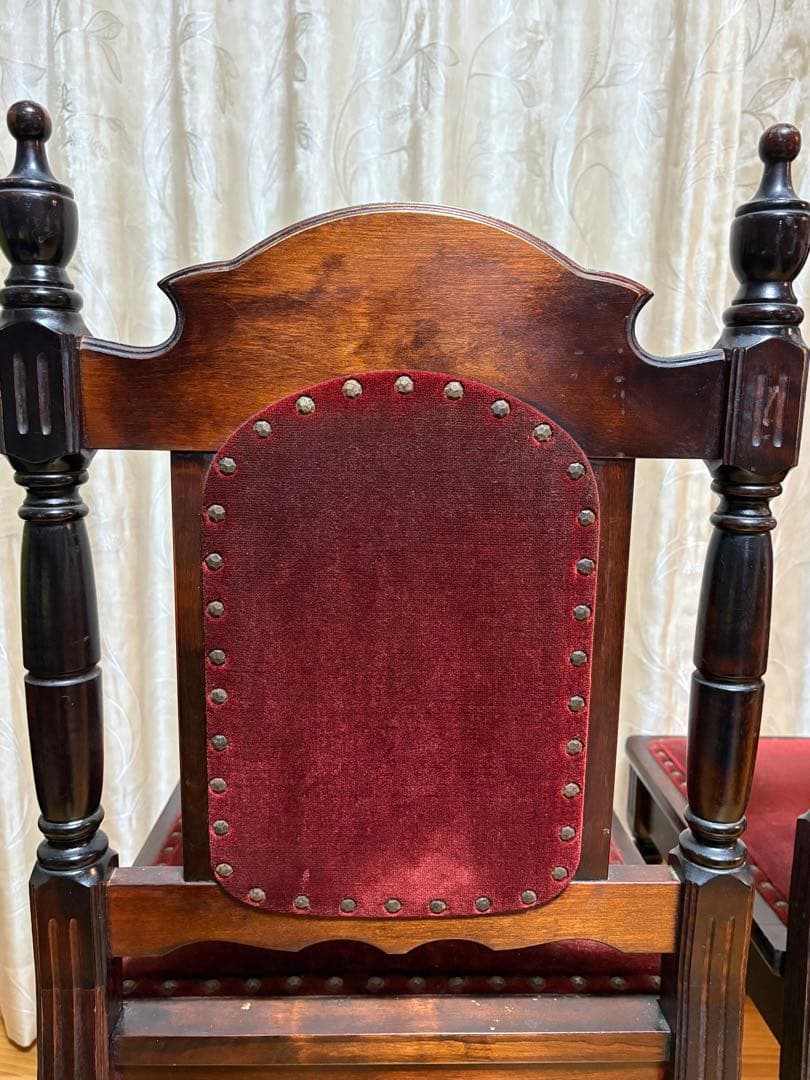 ヴィンテージ 鋲打ち　椅子　ベルベット張り　レトロ　チェア 2脚