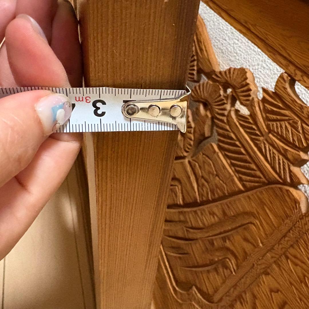 欄間　芸術　木製彫刻アートパネル　鷹　松