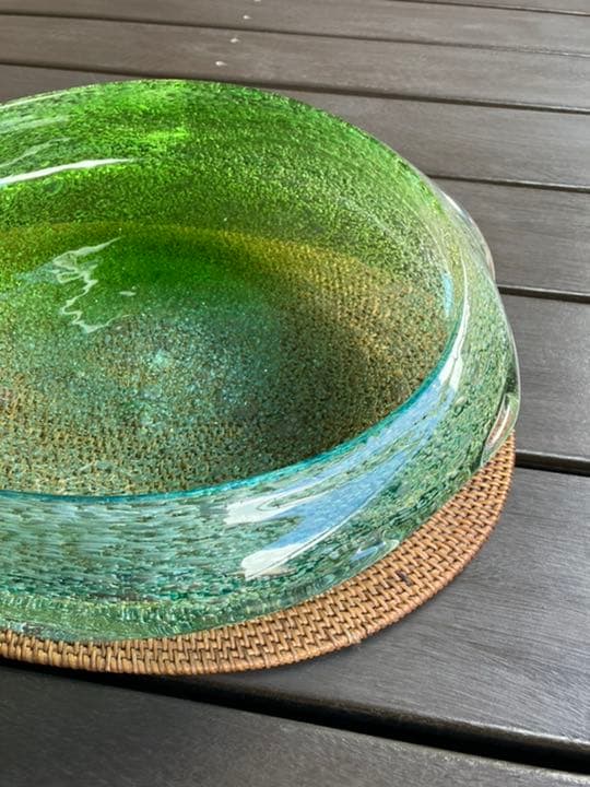 稲嶺盛吉　泡ガラス　花器　翠