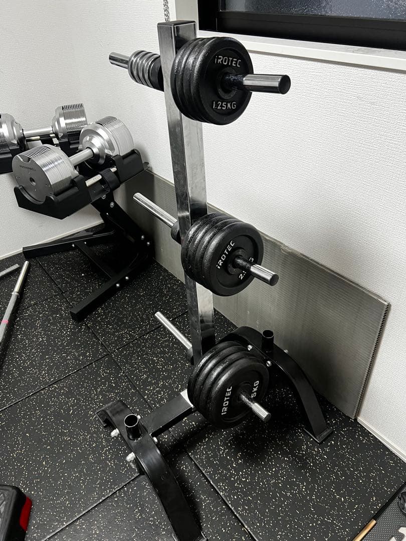 群馬県からホームジム一式 まとめ売り IROTEC可変式ダンベル＋プレートツリー