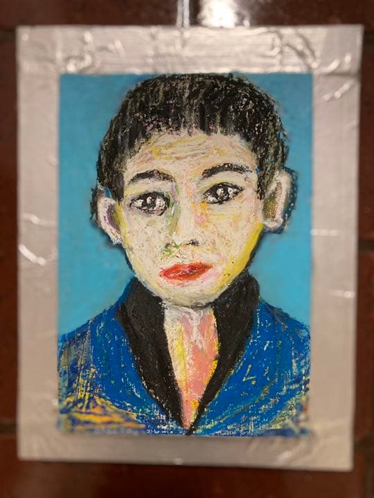 空飛ぶ画家、糸川裕志の長男、糸川文英の肖像画、油絵、SM.額入り、真作