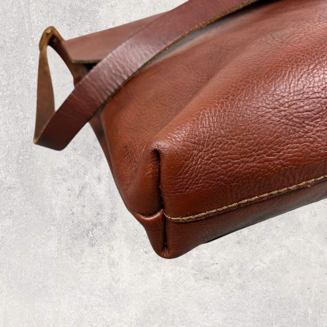 HERZ ヘルツ 半かぶせ ショルダーバッグ M ブラウン 本革 斜め掛け