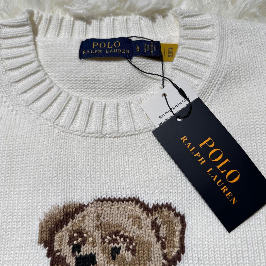 L ラルフローレン ポロベア ニット セーター ホワイト メンズ　レディース