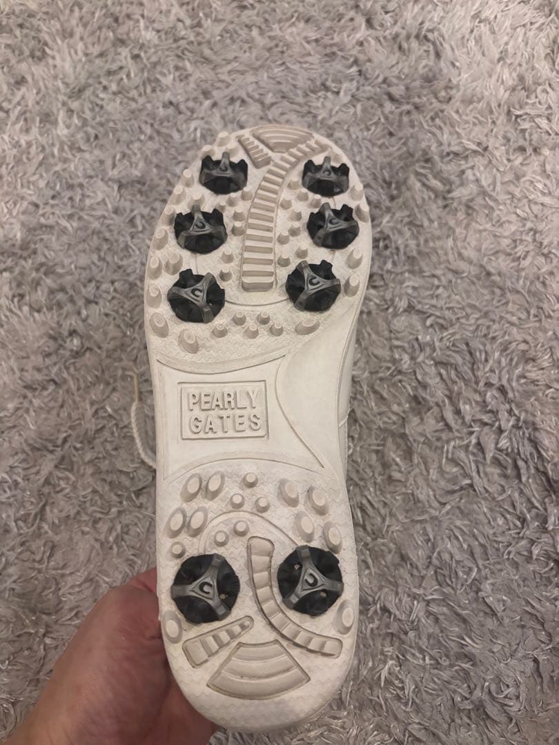 パーリーゲイツ　ホワイト ゴルフシューズ 青いストーン付き