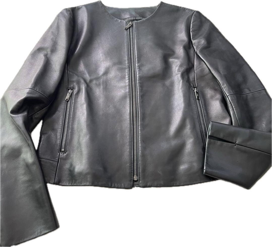 マッキントッシュロンドン 羊革　ノーカラー　ライダースジャケット 黒　38