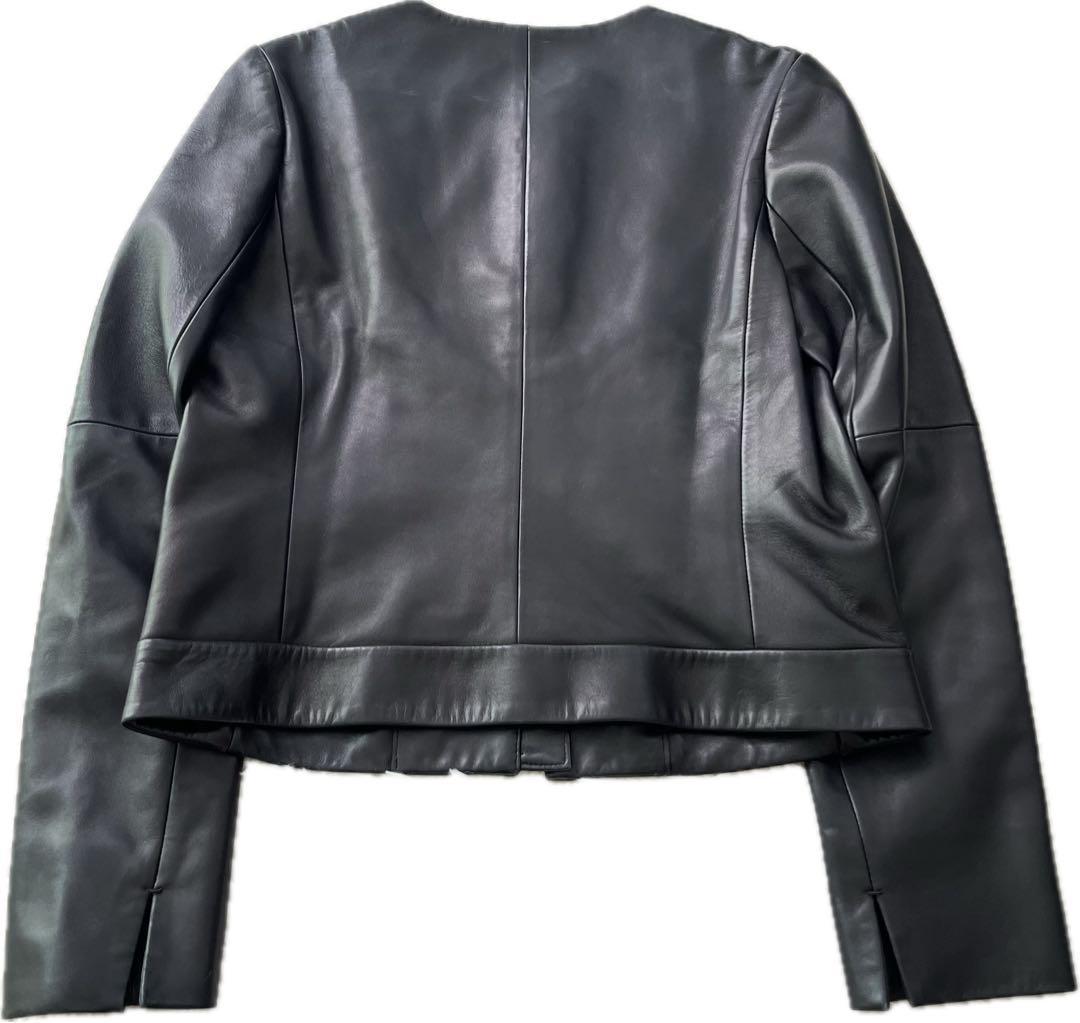 マッキントッシュロンドン 羊革　ノーカラー　ライダースジャケット 黒　38