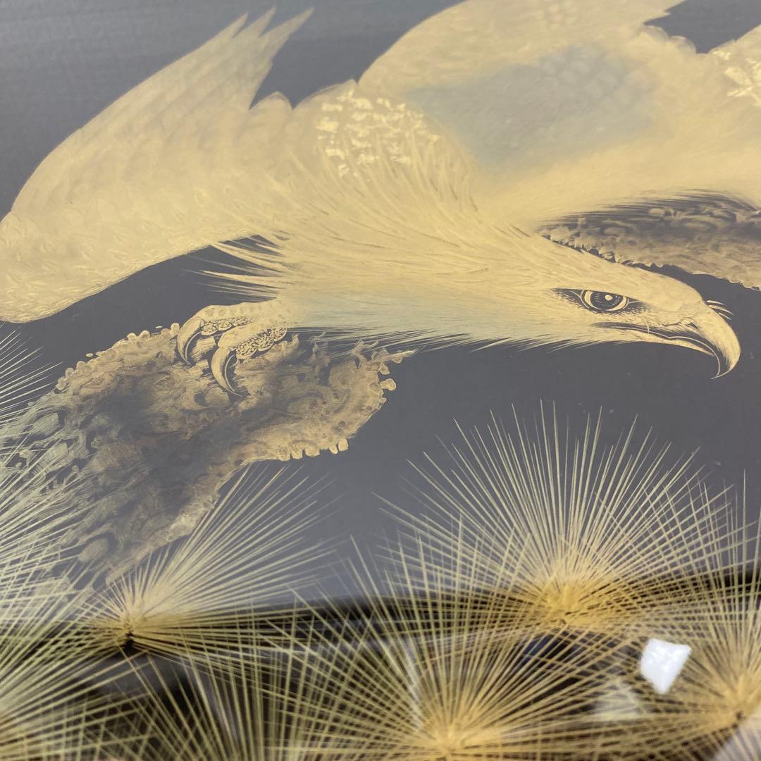 東　恒博　作　沈金　漆工芸　松に鷹　輪島塗