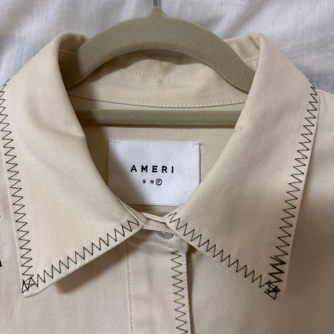 アメリSMALL FLOWER OVER SHIRTフラワーシャツ　アイボリー