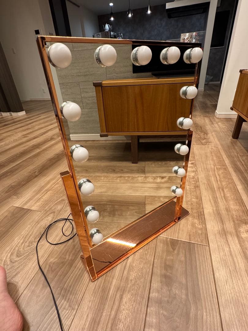 Francfranc LEDスタンド式化粧鏡 ローズゴールド