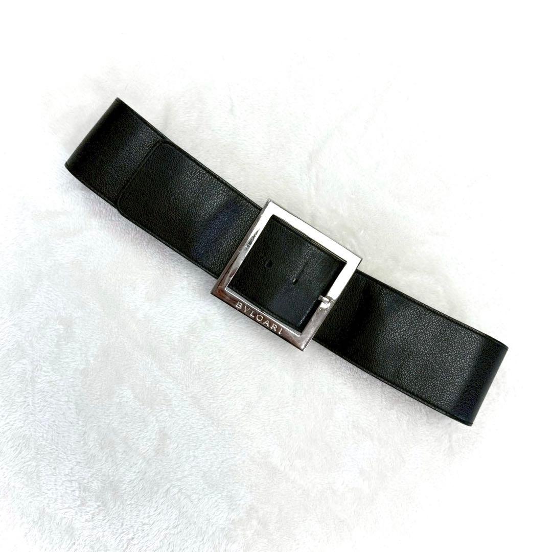 ブルガリ レザー ベルト 黒 太ベルト 本革BVLGARI