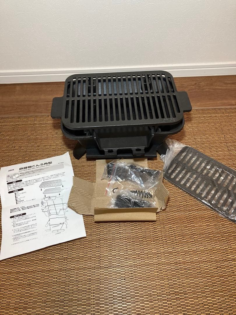 【新品未使用品】尾上製作所　鉄鋳物コンロ角型　cl-1607