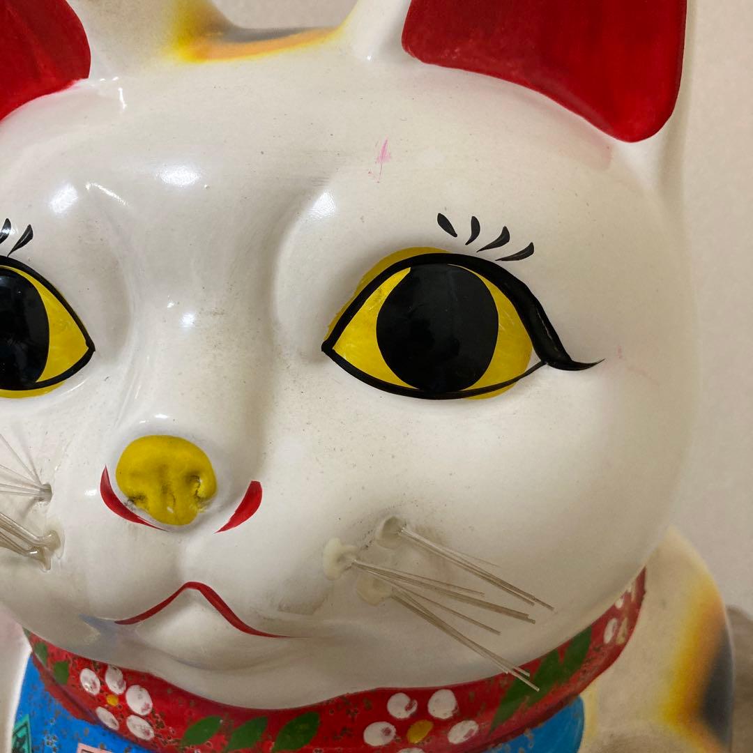 ・特大　古い招き猫　招福置物　貯金箱　千万両縁起物〈検 常滑焼　七福神　薬師窯