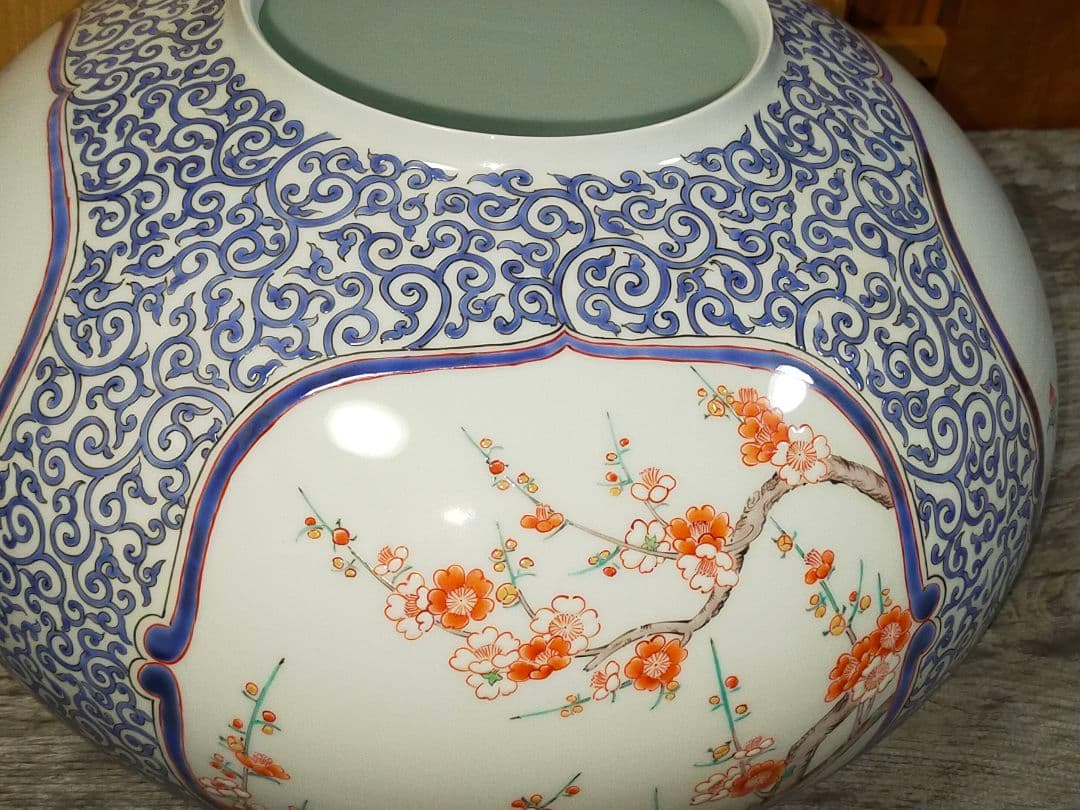 ♥値下げ！小畑仁　柿右衛門様式　特大　花瓶　共箱付き　有田焼　伊万里　骨董　古玩