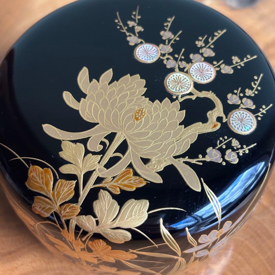 四君子 平棗 西條一斎作 金蒔絵 茶道具 共箱