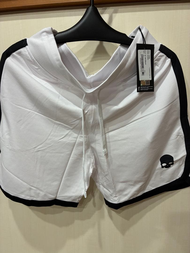 ホワイト/ブラック スカルロゴ ハーフパンツ XL