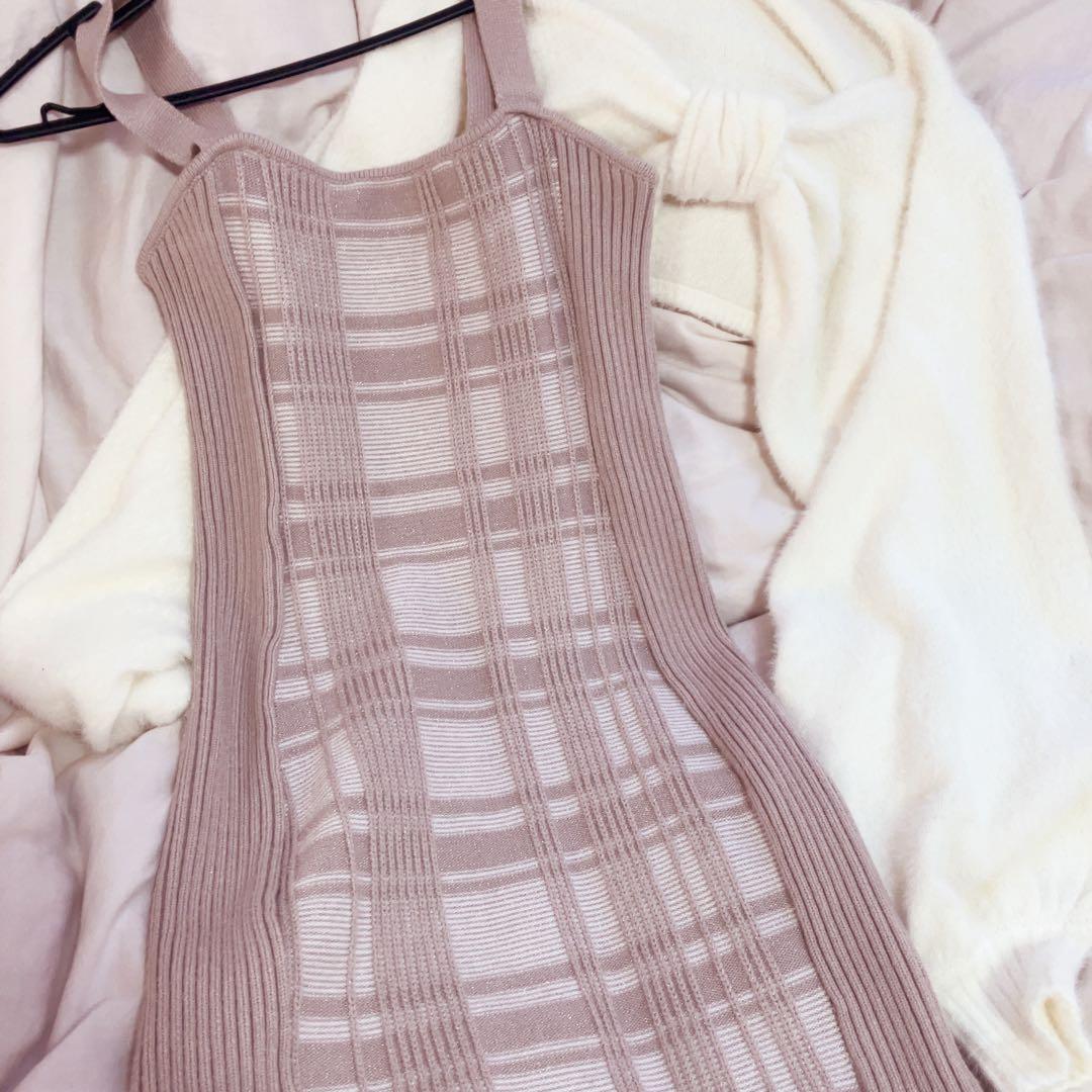 ♡ LIP SERVICE リップサービス リボンフェザーアンサンブルニットOP