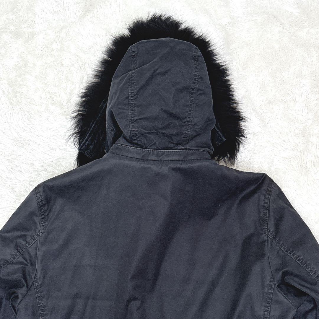 BURBERRY BLACK LABEL ラクーンファー　モッズコート ブラック