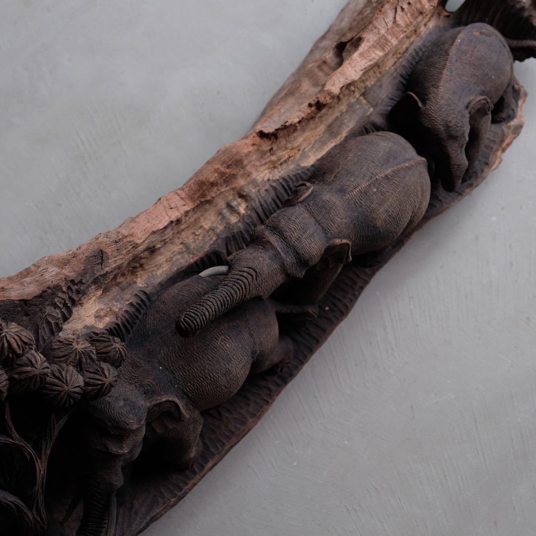 象の木彫　彫刻 オブジェ アート 芸術 美術 古道具 アンティーク 骨董