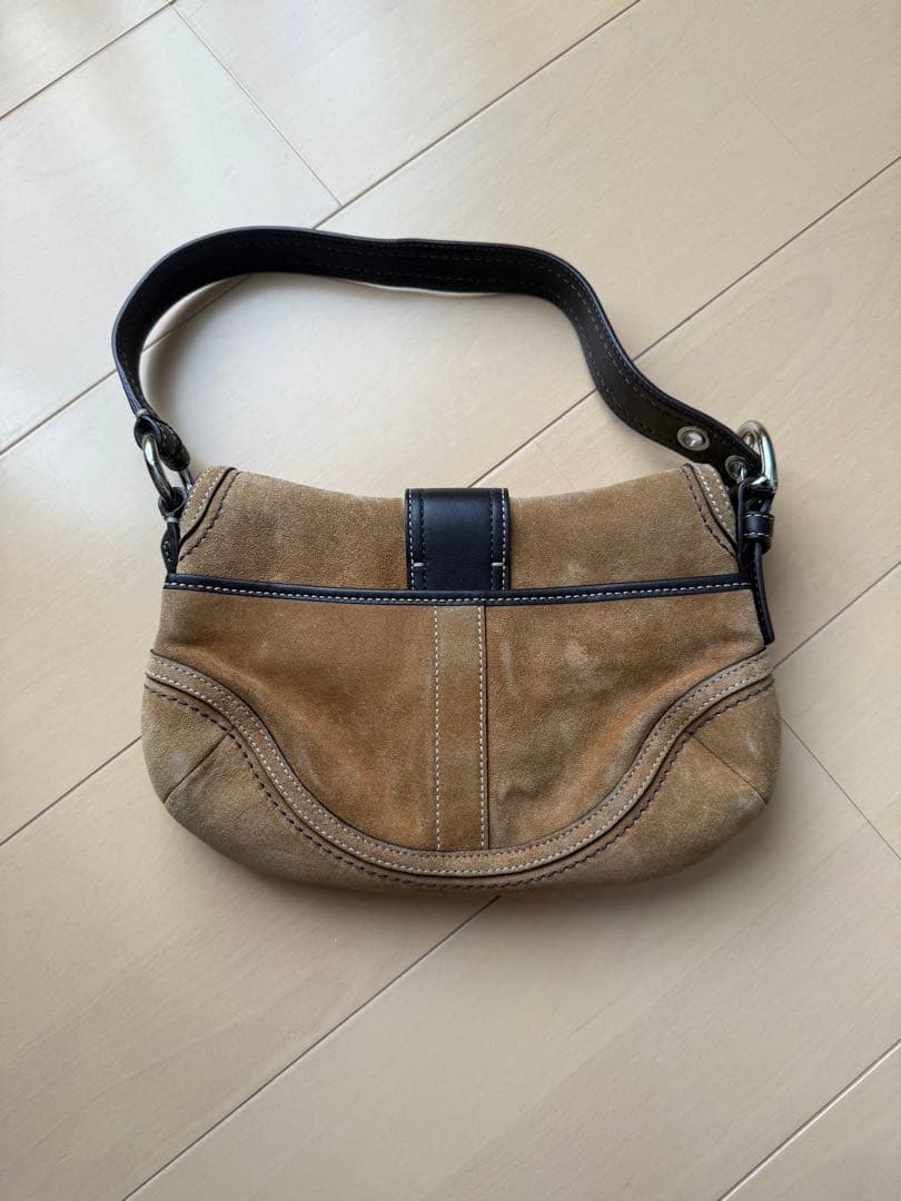 coach ベージュ スエード ハンドバッグ　ヴィンテージ