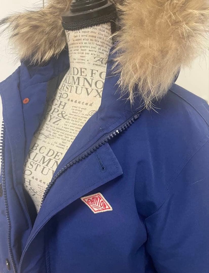 DANTON ダウンジャケット 青 ファー付き　42 XL