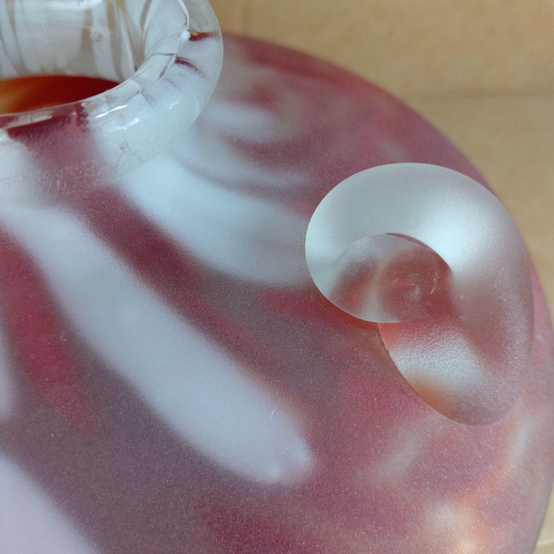 【本物保証】藤田喬平 手吹 花瓶(赤) 共箱 無傷 高さ約12㎝ ガラス芸術の雄