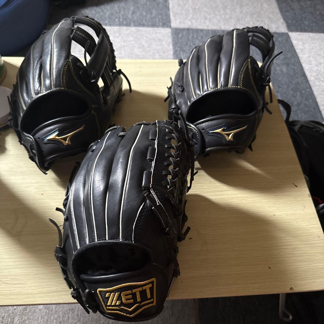 ETT 軟式グローブ 3個セット 黒