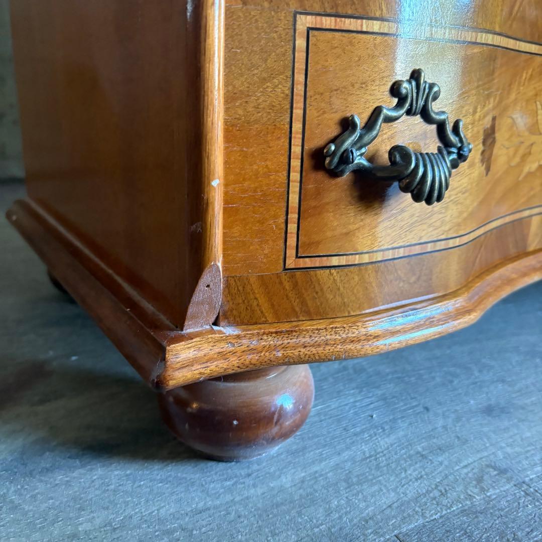 イタリア　MOR-RENS社　象嵌チェスト　4段　ミドルチェスト　マホガニー　①