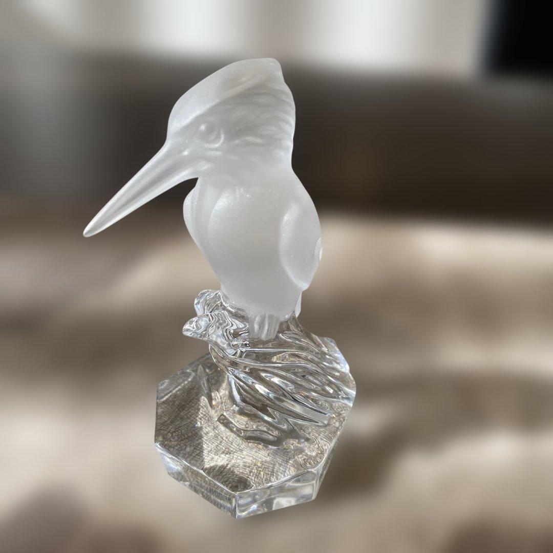 【インテリア　オーナメント（クリスタルのカワセミ）】翡翠はサンドブラスト仕上げ