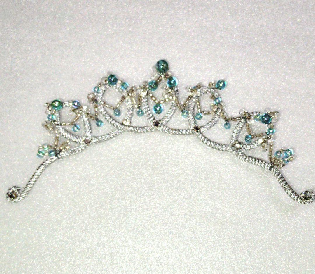 バレエ　クラシックチュチュ2着　　水色シルバーレース巾広　袖、冠付　訳あり