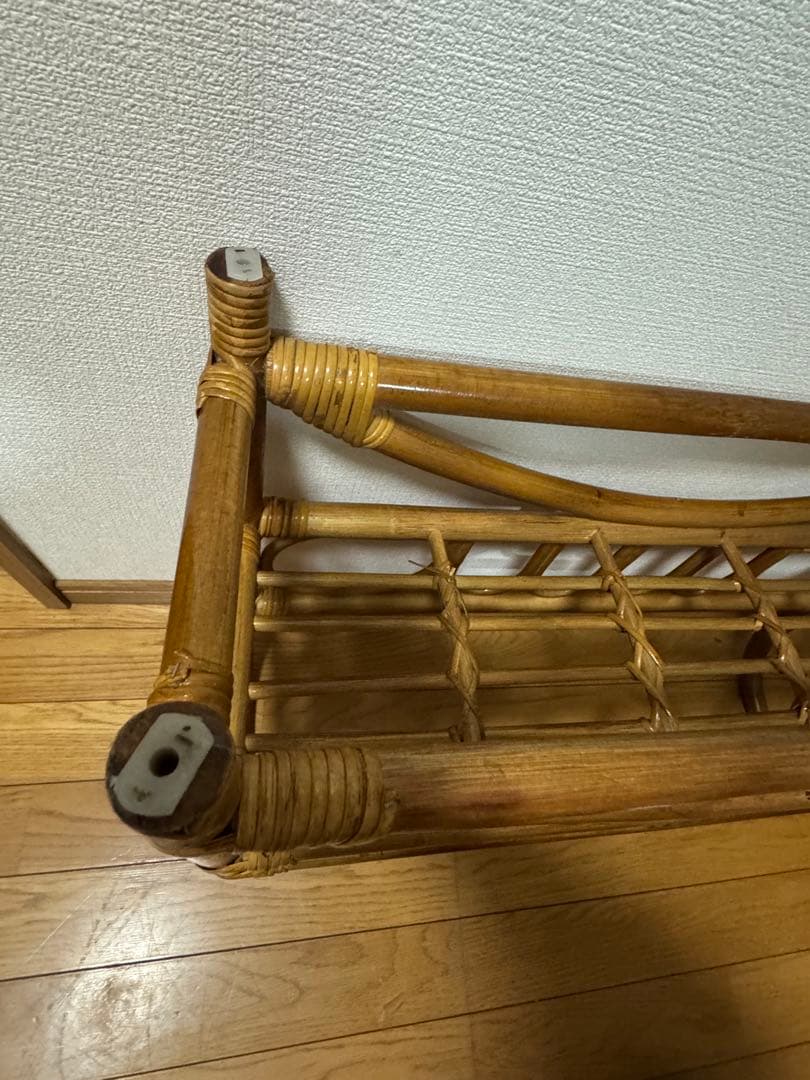 ヴィンテージ　ラタン　籐　ラック　フラワースタンド マガジンラック 昭和レトロ
