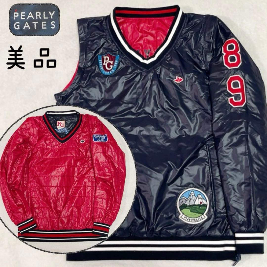 美品　 パーリーゲイツ　リバーシブル　4way　中綿　スニード　ベスト　レッド