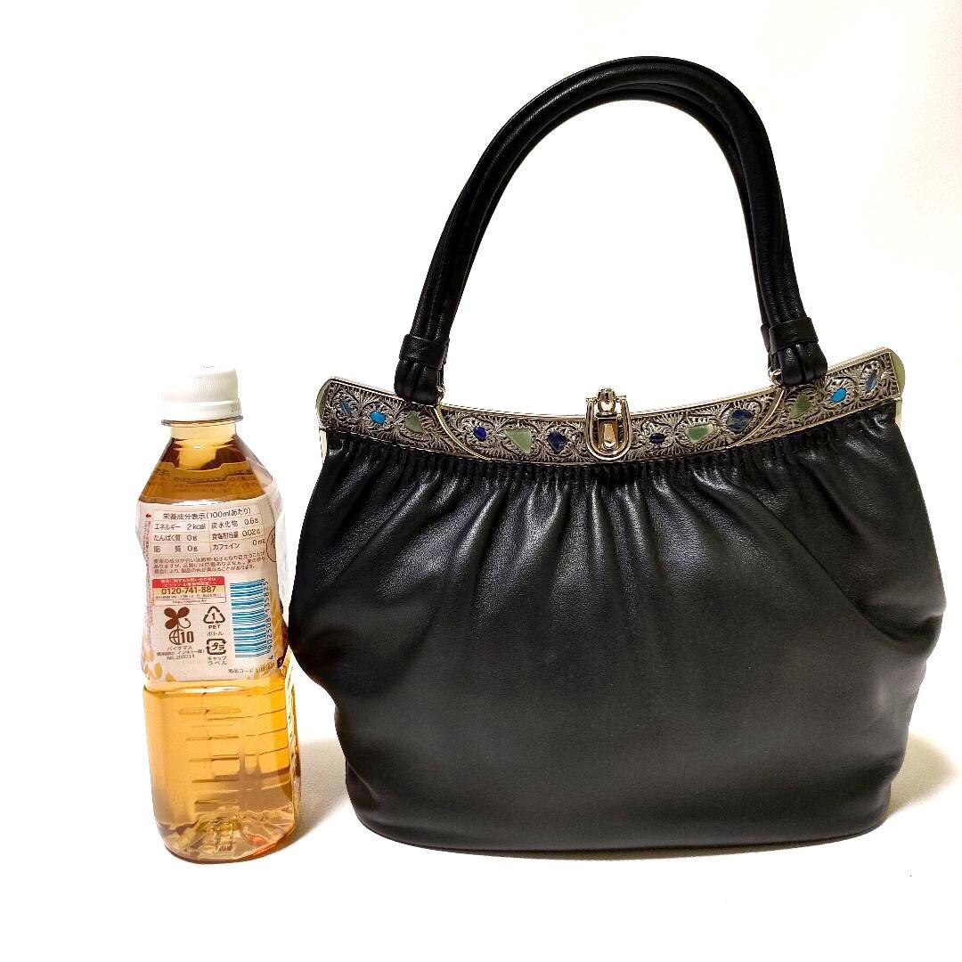 【極美品】皇室御用達 HAMANO ハマノ 飾り石付き ハンドバッグ