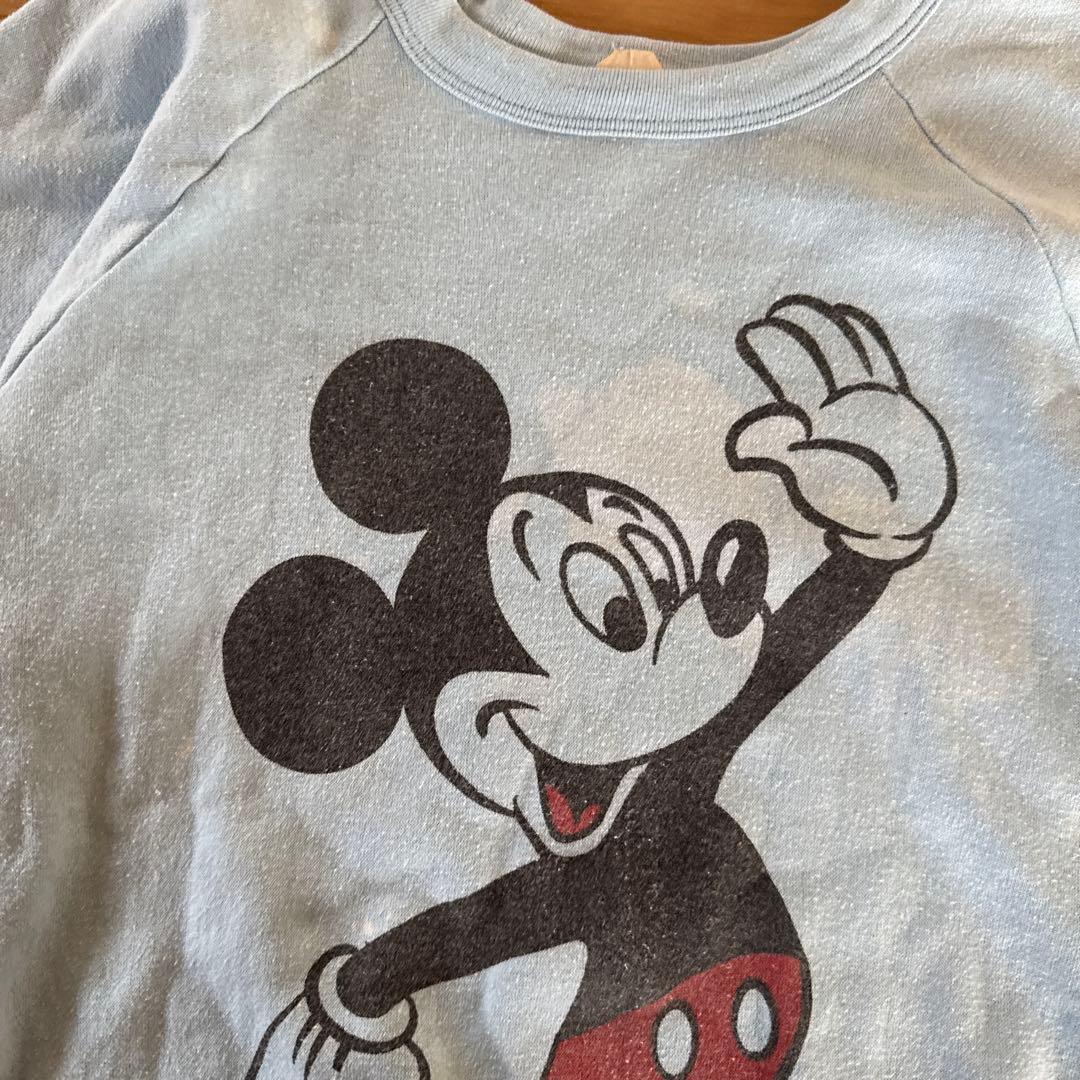 ミッキーマウス プリント トレーナー　ヴィンテージ　染み込みプリント