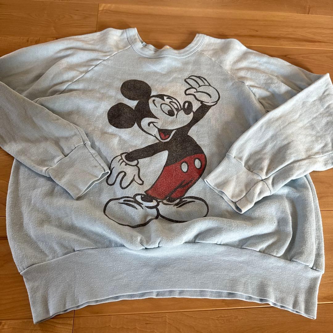 ミッキーマウス プリント トレーナー　ヴィンテージ　染み込みプリント