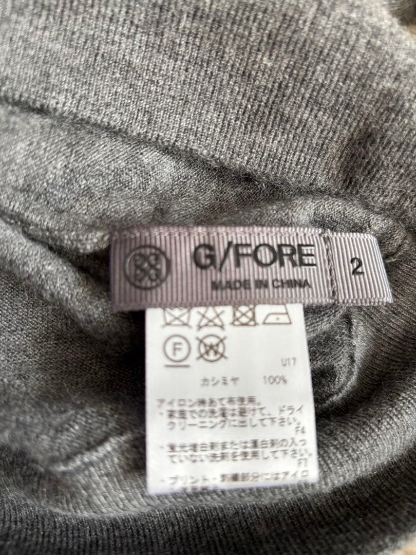 g/foreジーフォア グレー カシミヤ100%タートルハイネックニットサイズ２