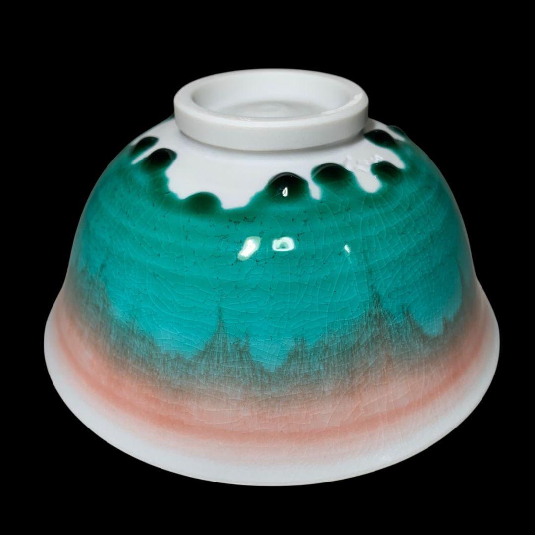 四代 徳田八十吉「曙」彩釉 茶碗 共箱 共布 九谷焼