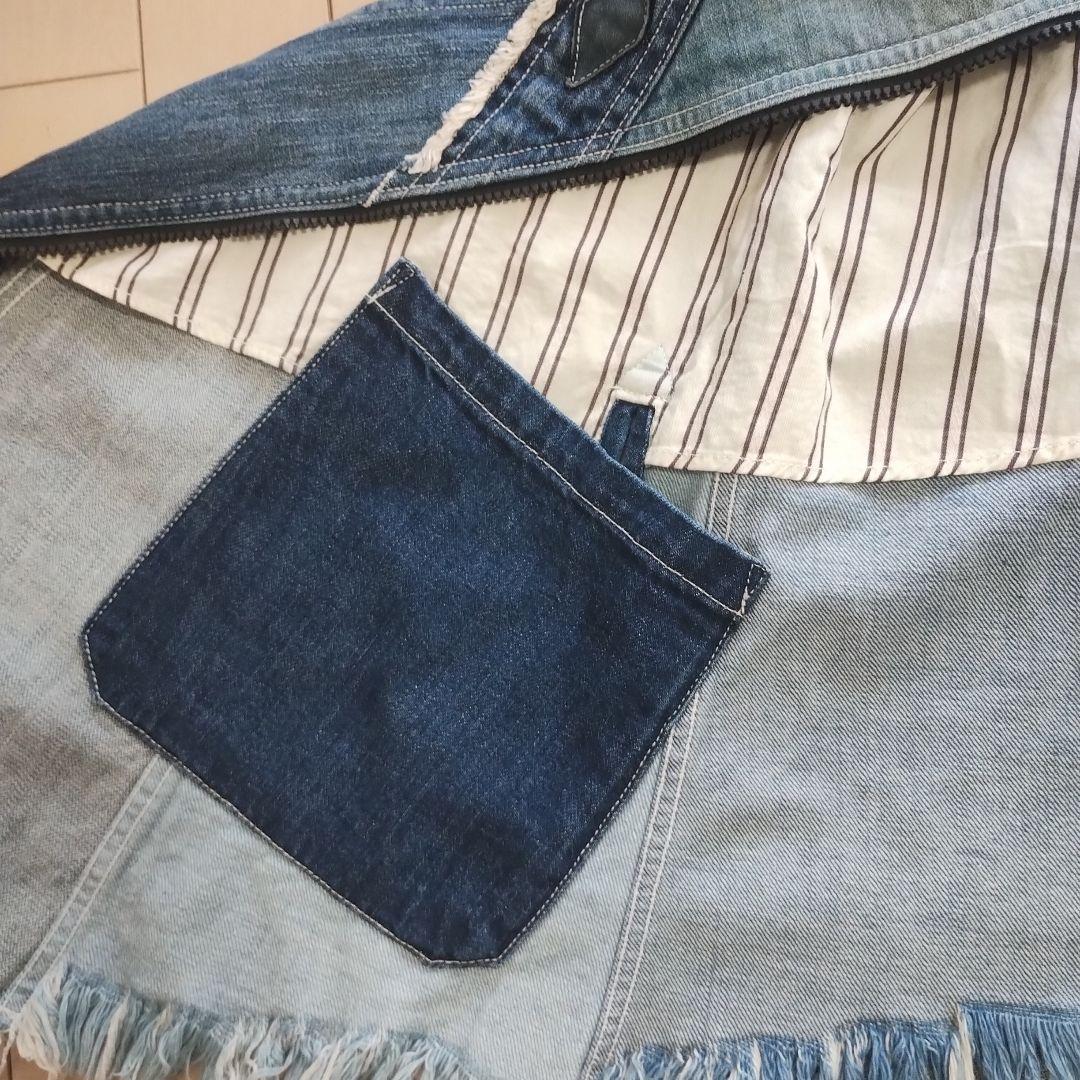 最終値下！BLUEBLUEブルーブルー藍染グラデーションデニムポンチョ馬聖林公司