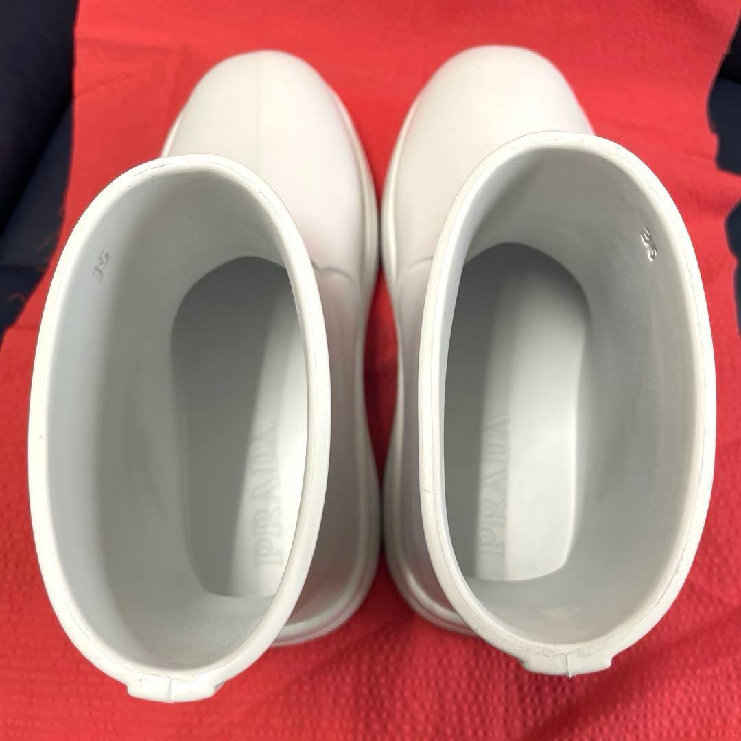 PRADA プラダ ラバーブーツ 白36(23〜23.5)レインブーツ シューズ
