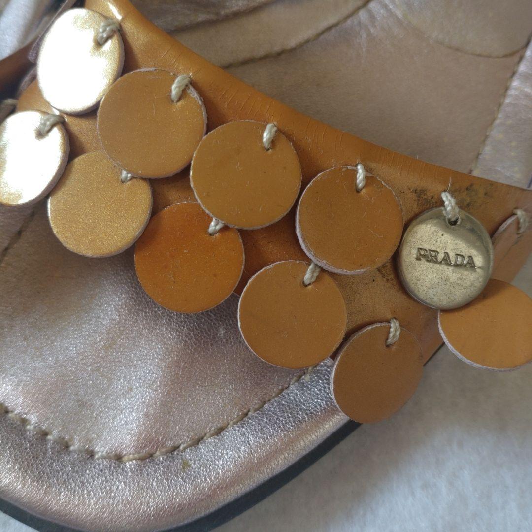 PRADA メタリックディスクミュール オレンジ