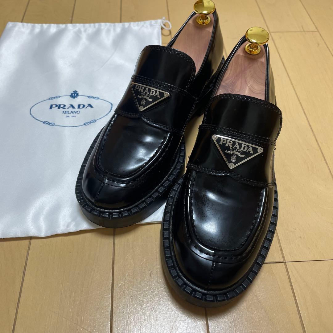 美品 PRADA プラダ レディース ローファー 革靴 37 23.5cm