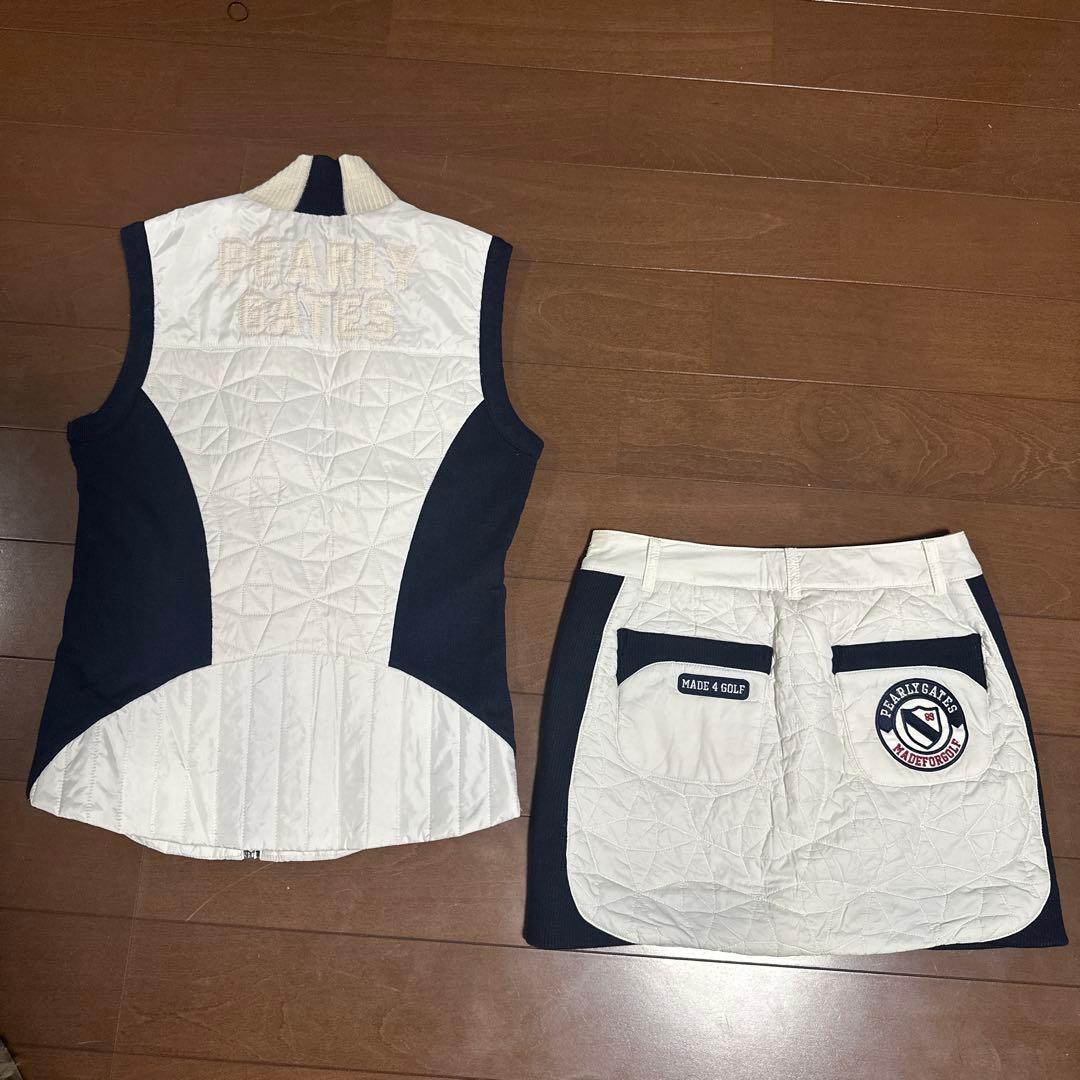 レア\"PEARLY GATES 韓国　スカートとダウンベストセット サイズ0