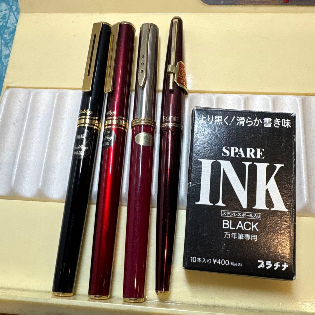 プラチナ　昭和時代の14金ペン先万年筆　４本
