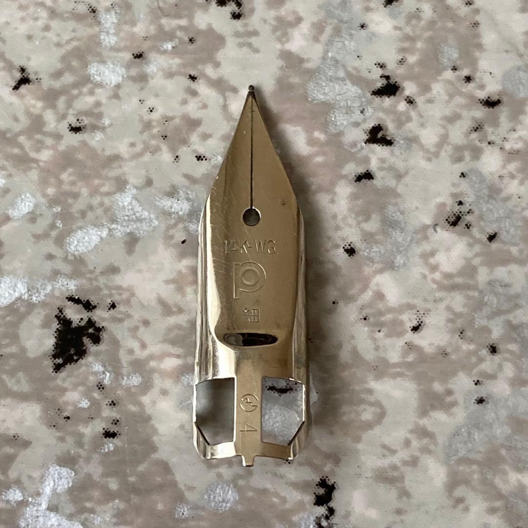 #033 オーバーホール済み 万年筆 プラチナ 蝕刻 全格子 ロング 14k