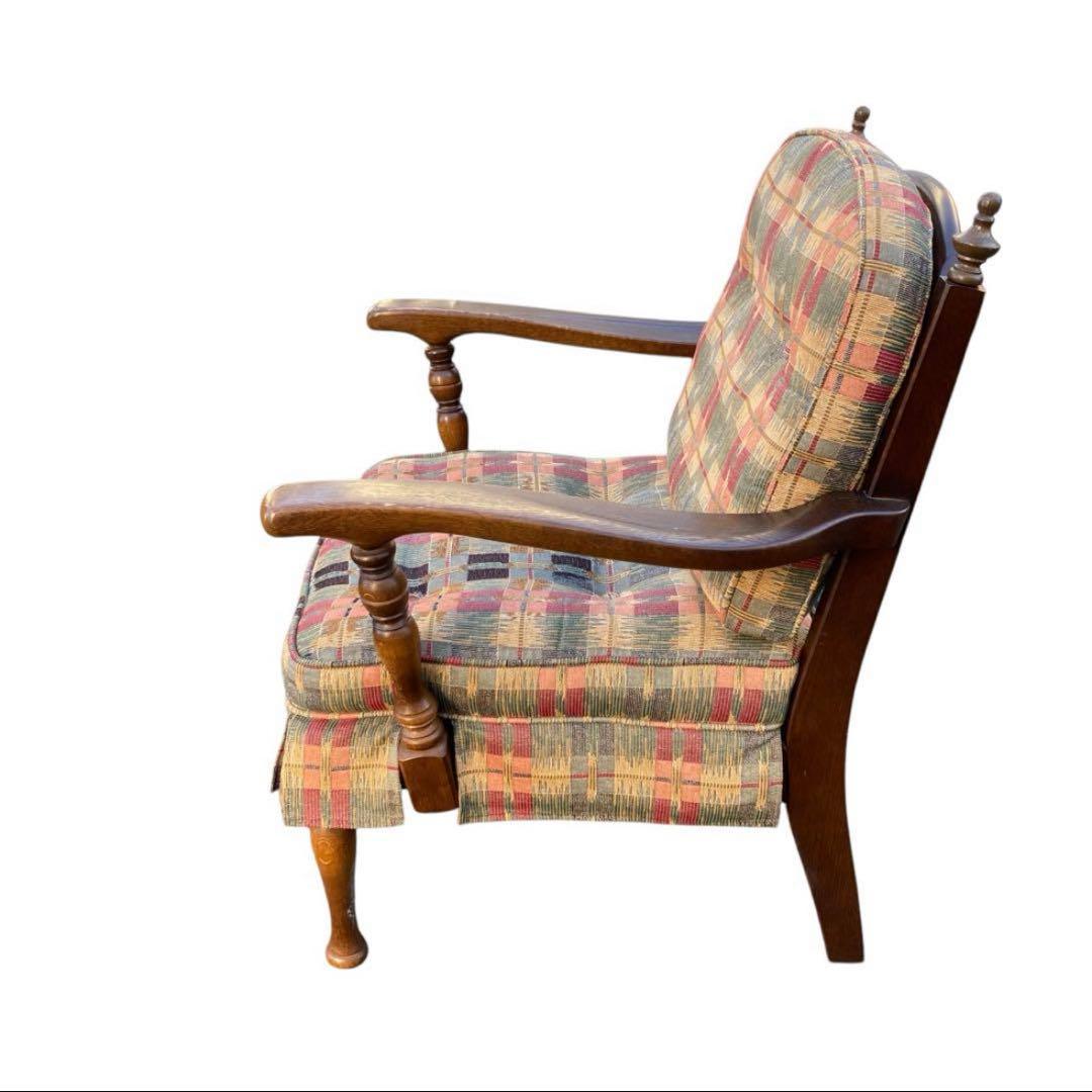 るーちゃん アンティーク チェック 飛騨産業 キツツキ 1人掛け