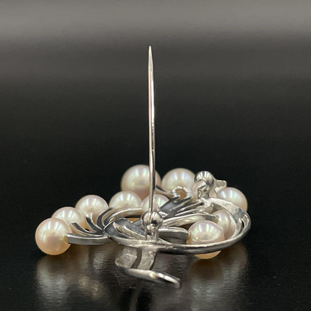 美品　MIKIMOTO　ミキモト　パール　ブローチ　あこや真珠　11粒　MS刻印