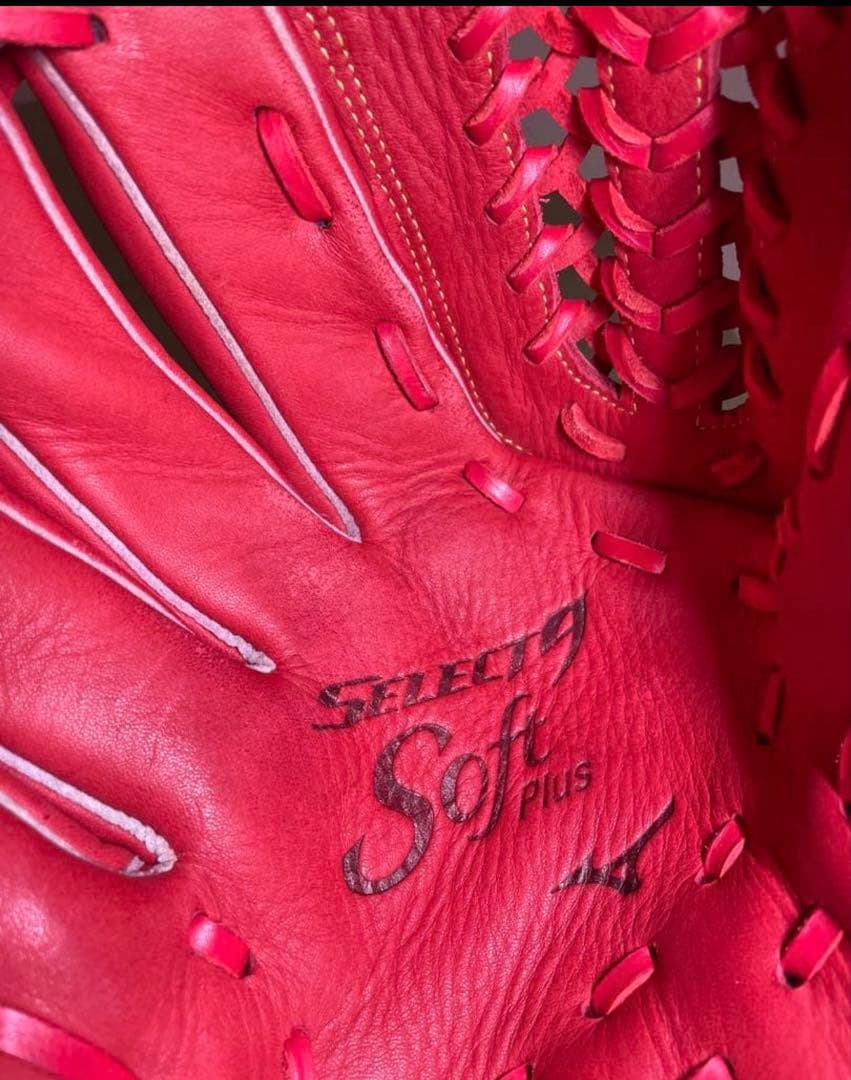 ミズノ 軟式　野球　ソフト グローブ　左投　赤　セレクト9 Soft Plus