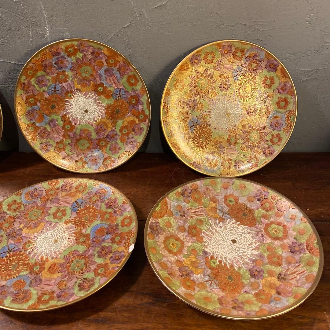 薩摩焼 明治 アンティーク 金蘭手まとめ売り カップ&ソーサー 骨董品 蔵出し