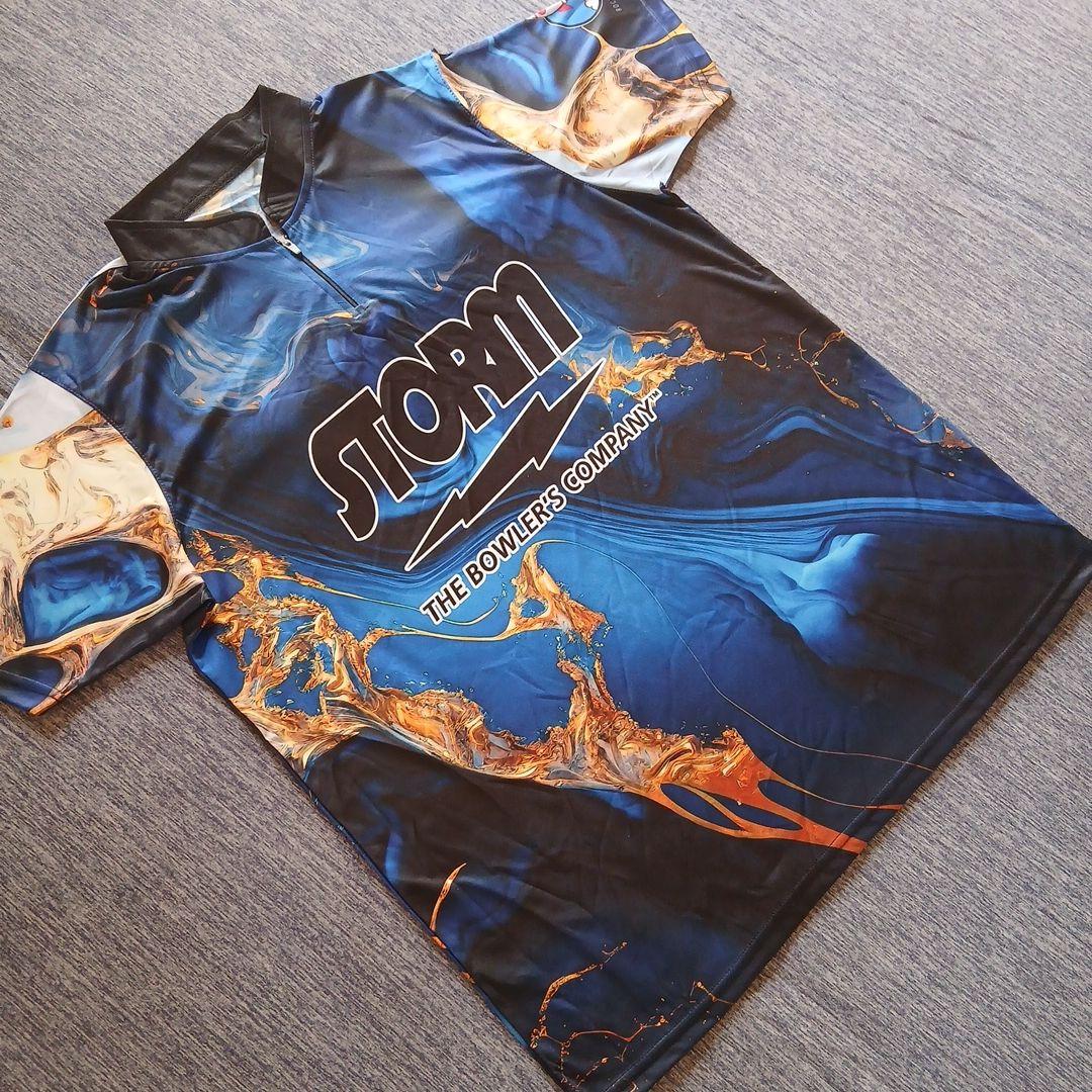 ✨新品✨ボウリングウェア　STORM　【2XL】　ブルー　マーブル　大きいサイズ